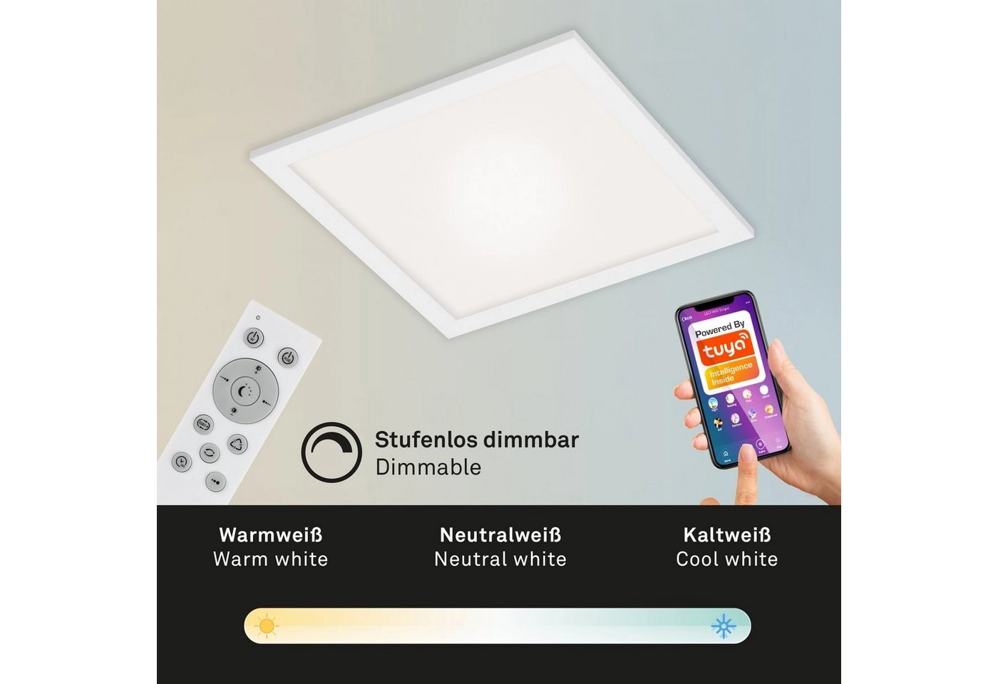 Smart CCT/RGB Panel, 29,5 cm 18 W, Weiß