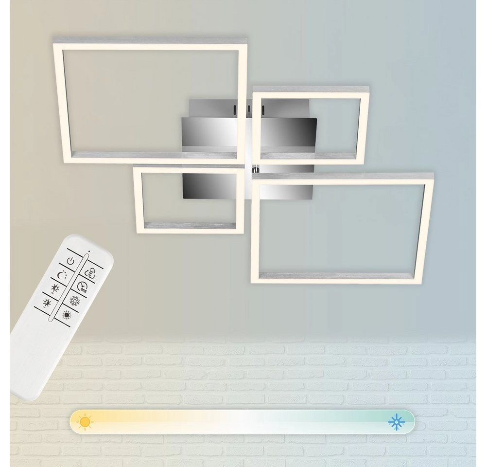 CCT LED Deckenleuchte, 75 cm, 38 W, Chrom-Alu