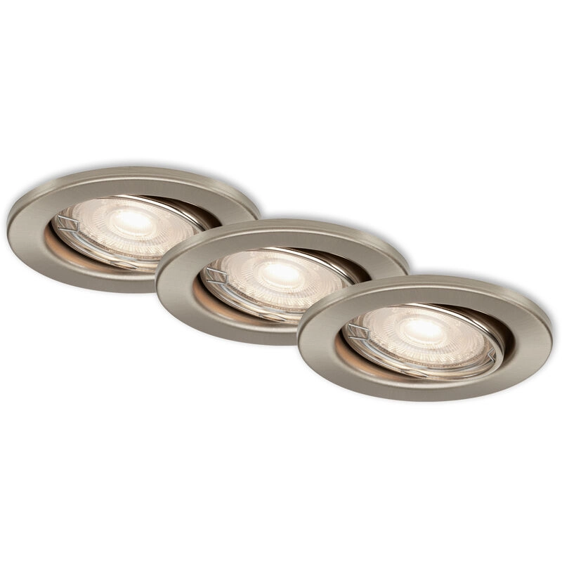 3er Set LED Einbauleuchte, Ø 8,6 cm, 5 W, Matt-Nickel