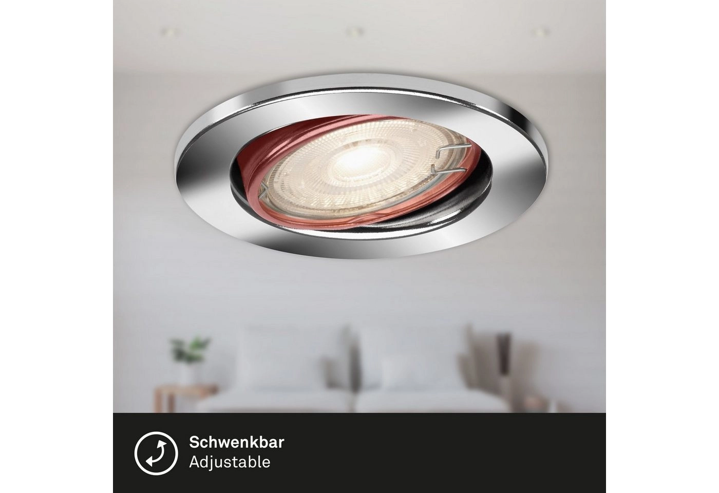 3er LED Einbauleuchte, Ø 8,6 cm, 5 W, Chrom