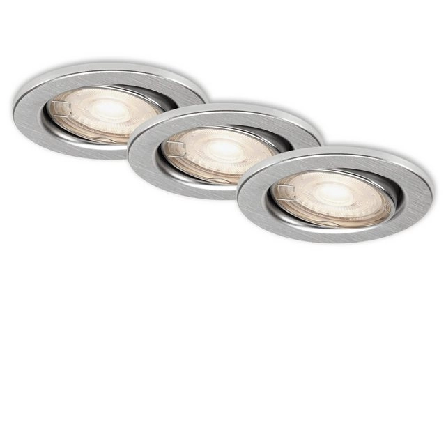 3er LED Einbauleuchte, Ø 8,6 cm, 5 W, Alu