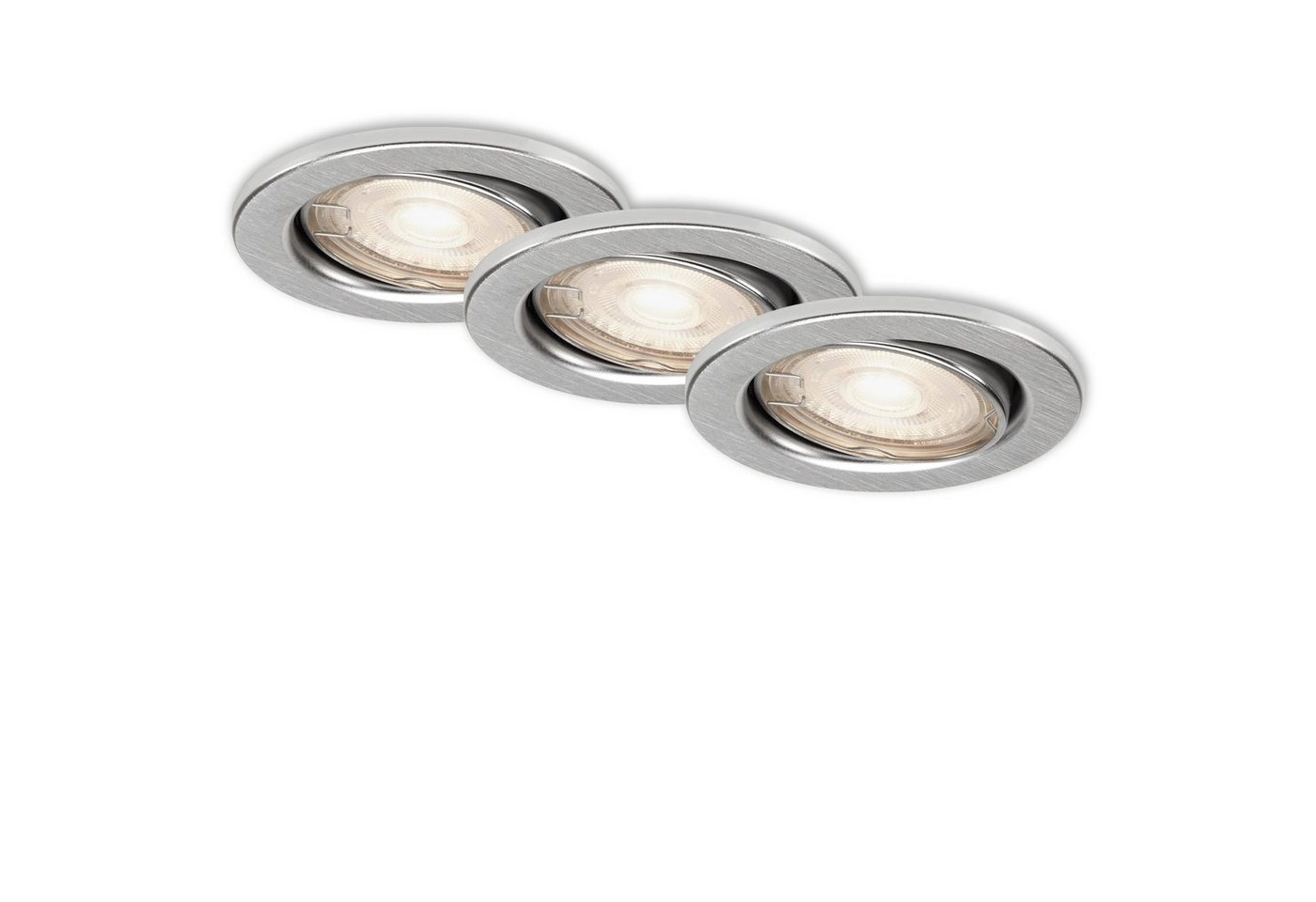 3er LED Einbauleuchte, Ø 8,6 cm, 5 W, Alu