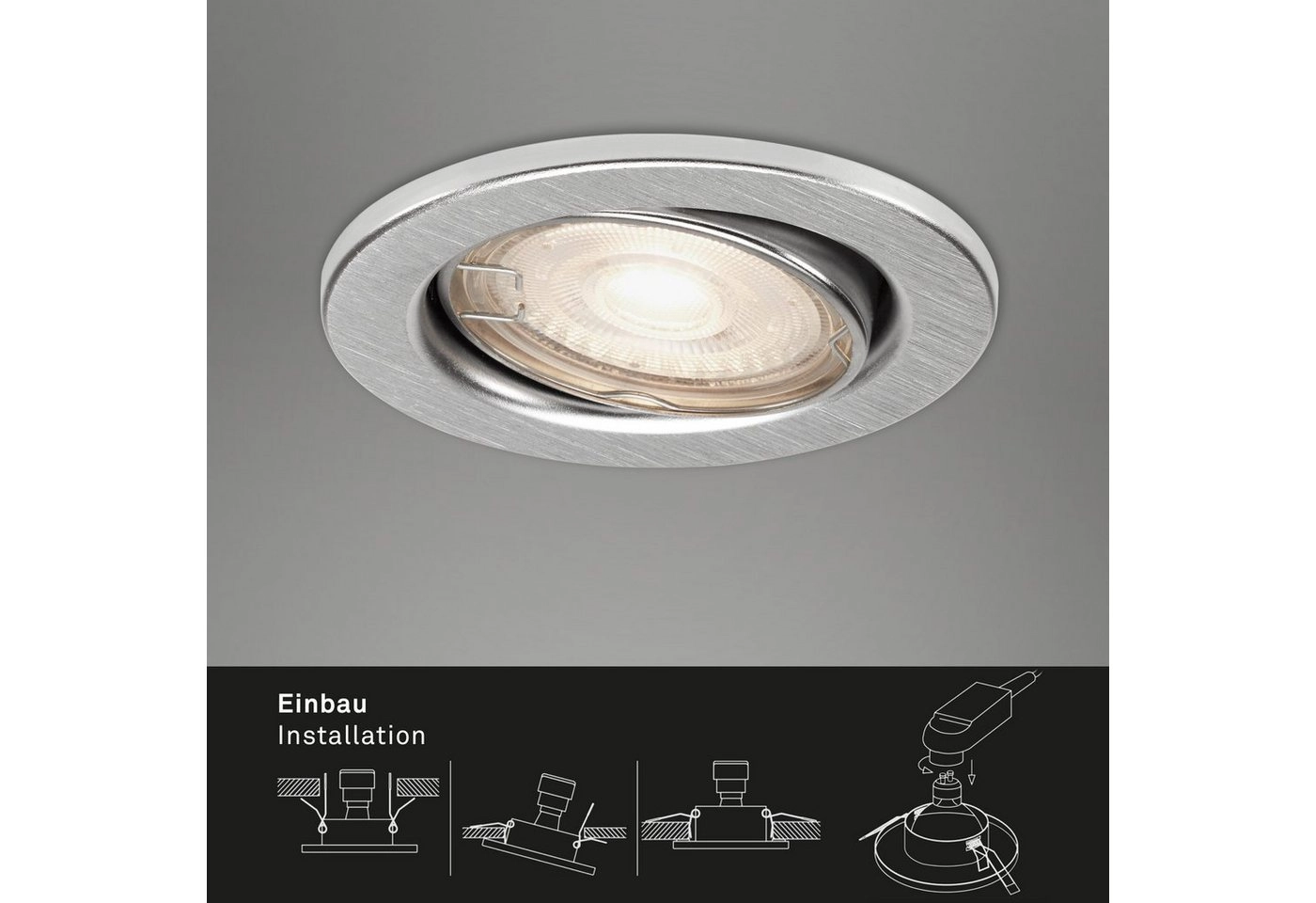 3er LED Einbauleuchte, Ø 8,6 cm, 5 W, Alu