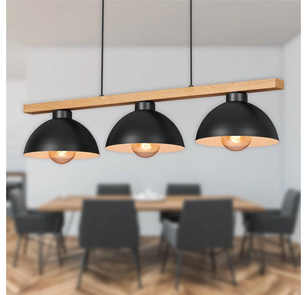 Pendelleuchte, 98 cm, max. 40 W, Schwarz-Holz