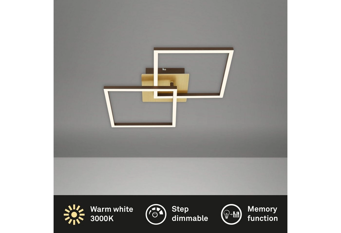 LED Deckenleuchte, 62 cm, LED-Platine, 11 W, 1200 lm, gold-braun