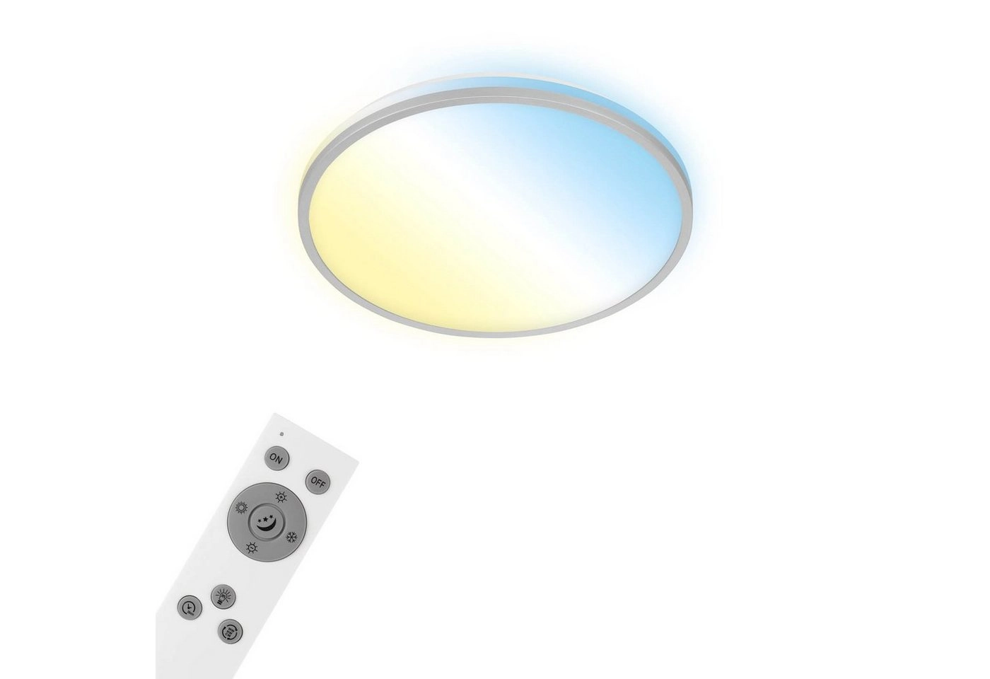 CCT LED Deckenleuchte, Ø 33,3 cm, 24 W, 2500 lm, Chrom