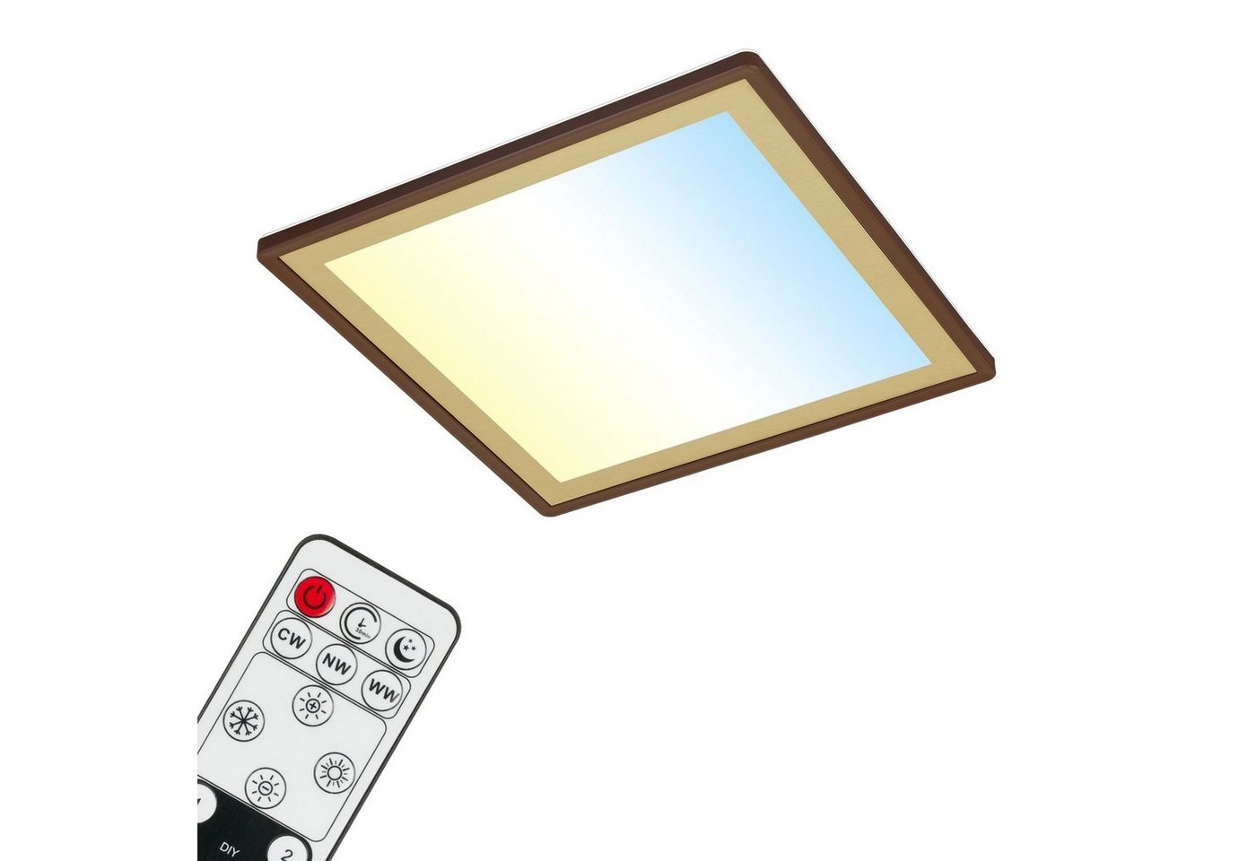 Ultraflaches CCT-LED Panel mit LED Backlight, 10 cm, 1x LED, 22 W, 3000 lm, braun-gold