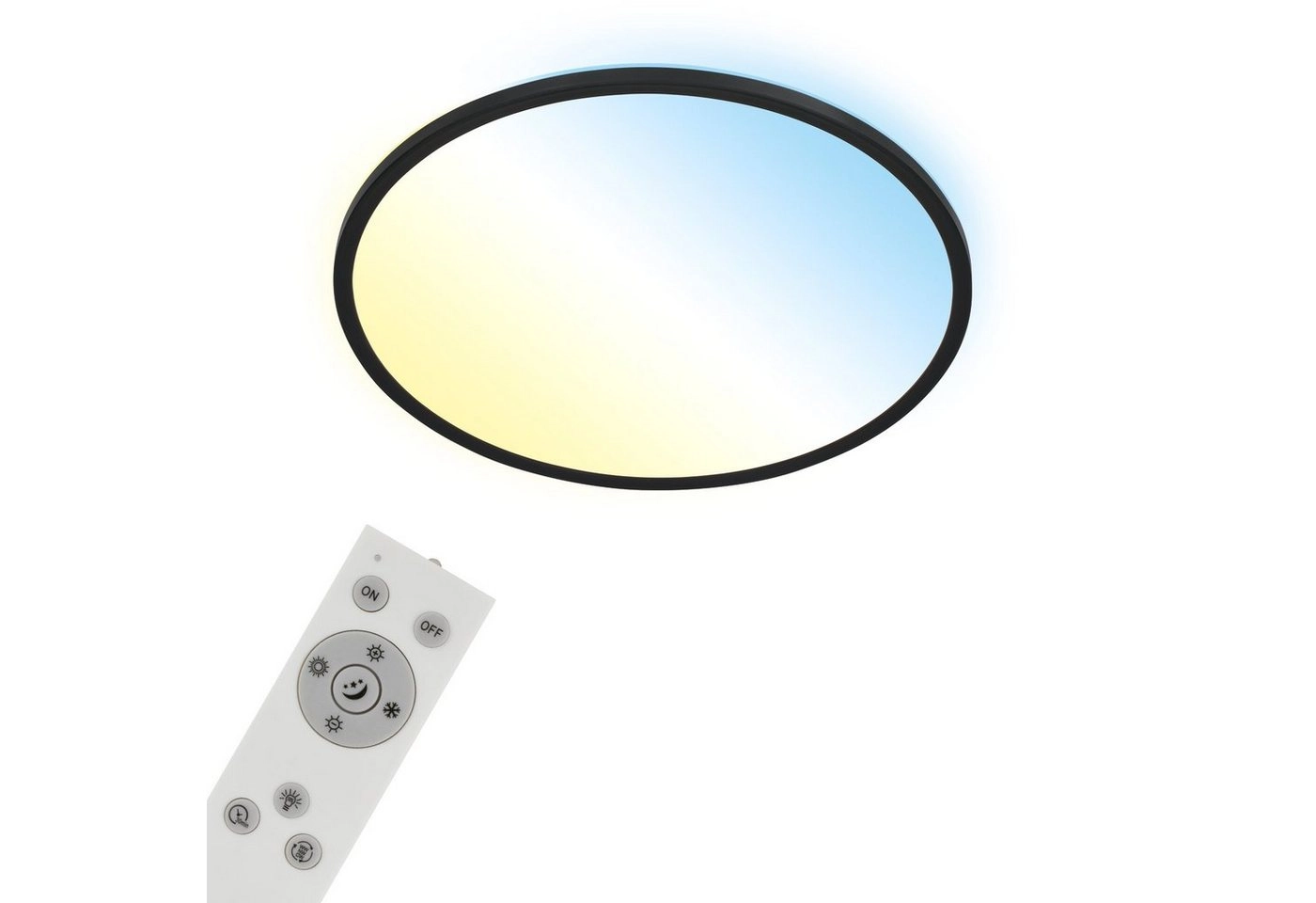 Ultraflaches CCT LED Panel, Ø48 cm, 1x LED, 31 W, 3500 lm, schwarz