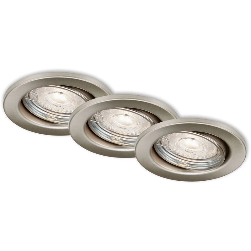 3er Set LED Einbauleuchten, Ø 8,6 cm, 5 W, 460 lm, Matt Nickel