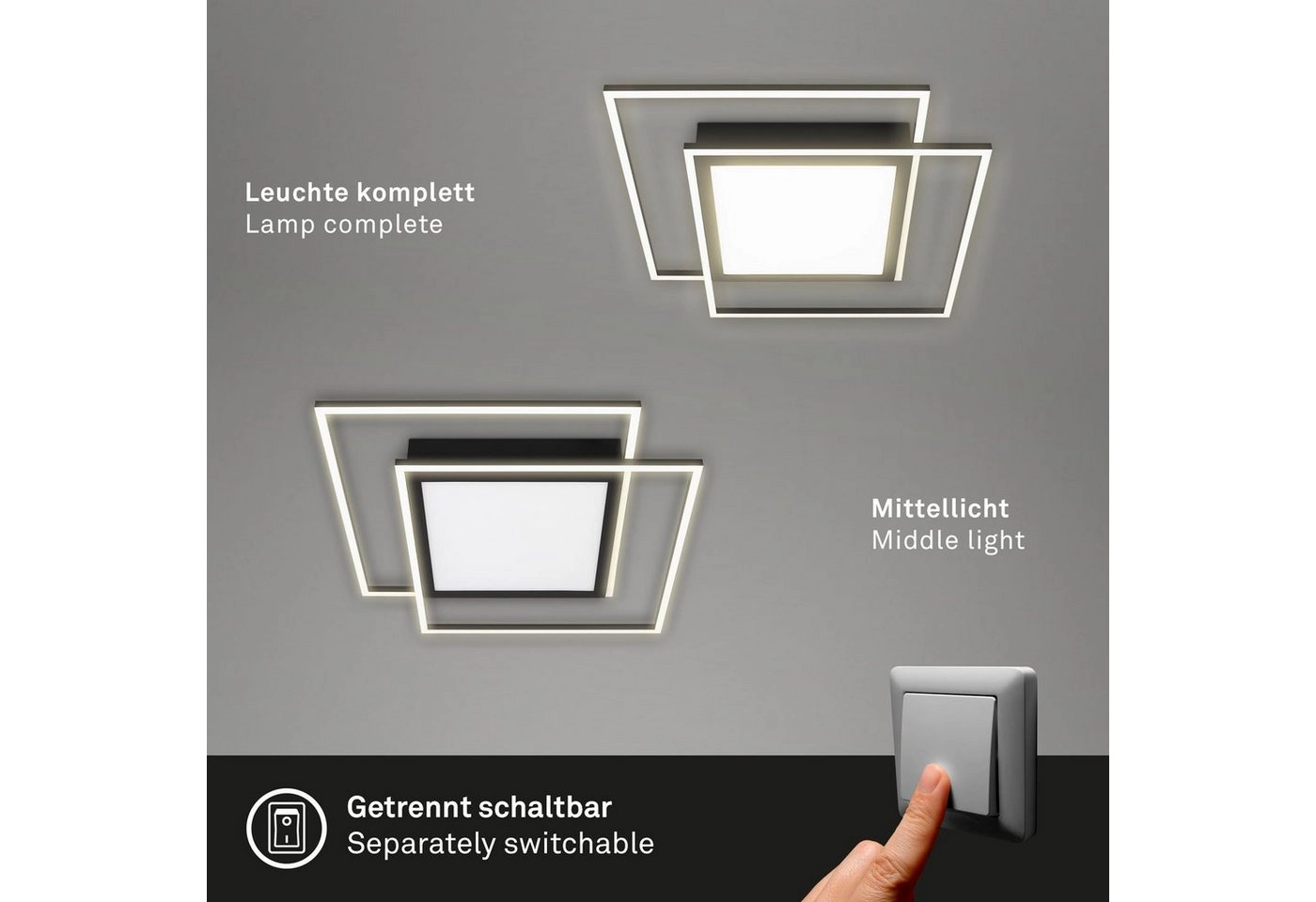 LED Deckenleuchte, 51,5 cm, LED-Platine, 50 W, 5000 lm, schwarz matt