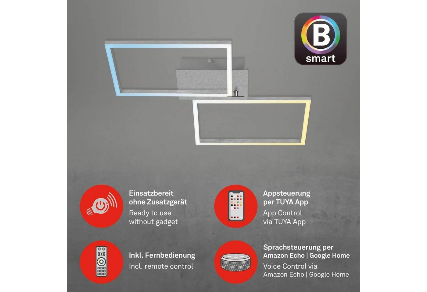 CCT LED Deckenleuchte, 50 cm, 30 W, 3300 lm, Aluminium