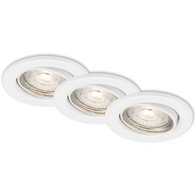 3er Set LED Einbauleuchte, Ø 8,6 cm, 5 W, Weiß