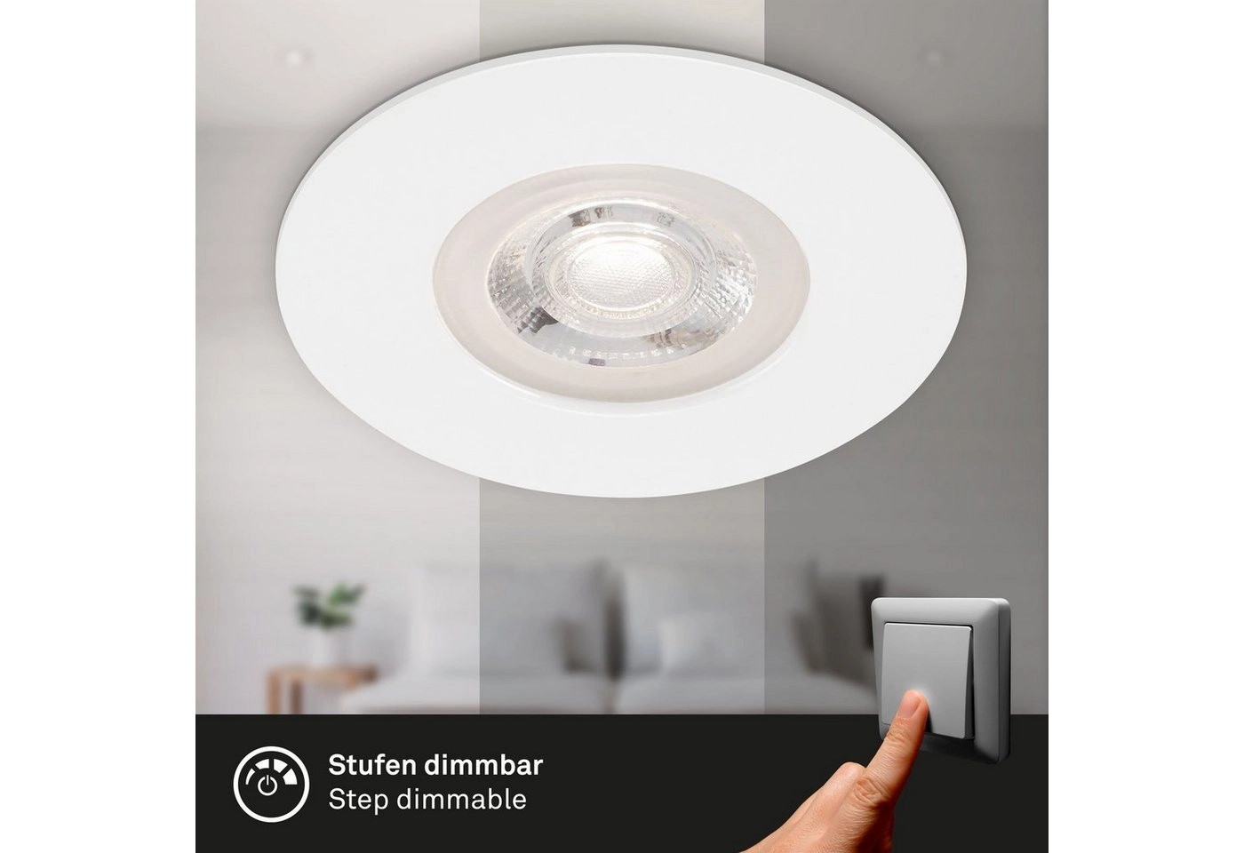 LED Einbauleuchten, Ø9 cm, 4x LED, 4,9 W, 480 lm, weiß