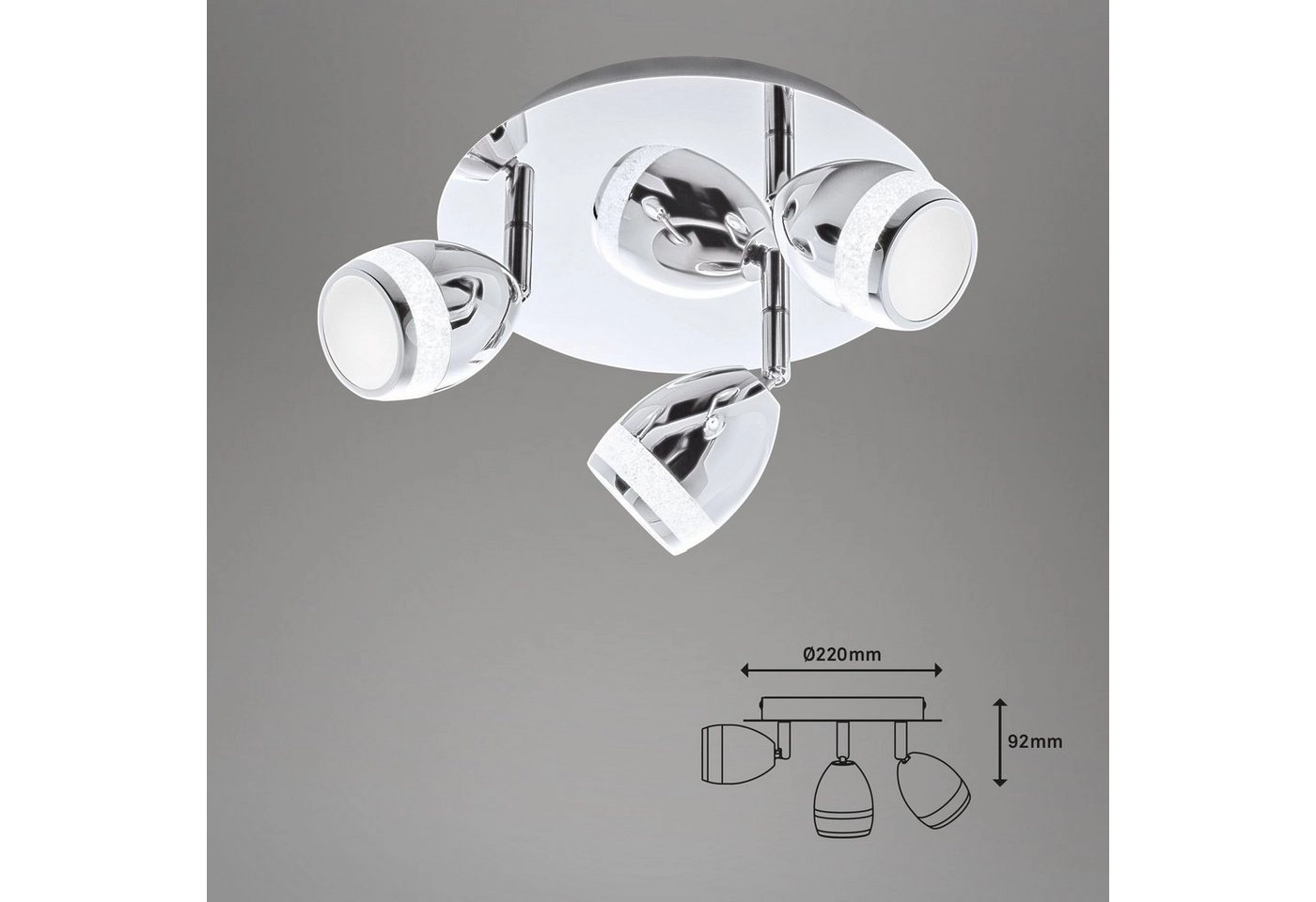 LED Spot Deckenleuchte, Ø 22 cm, 12 W, Chrom