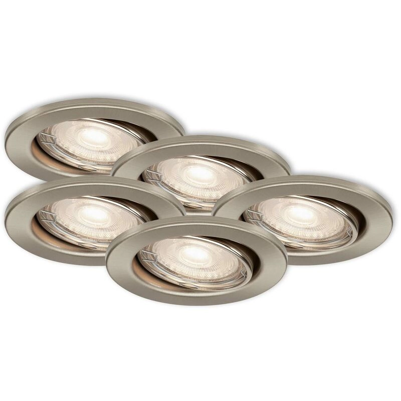 5er Set LED Einbauleuchte, Ø 8,6 cm, 5 W, Nickel