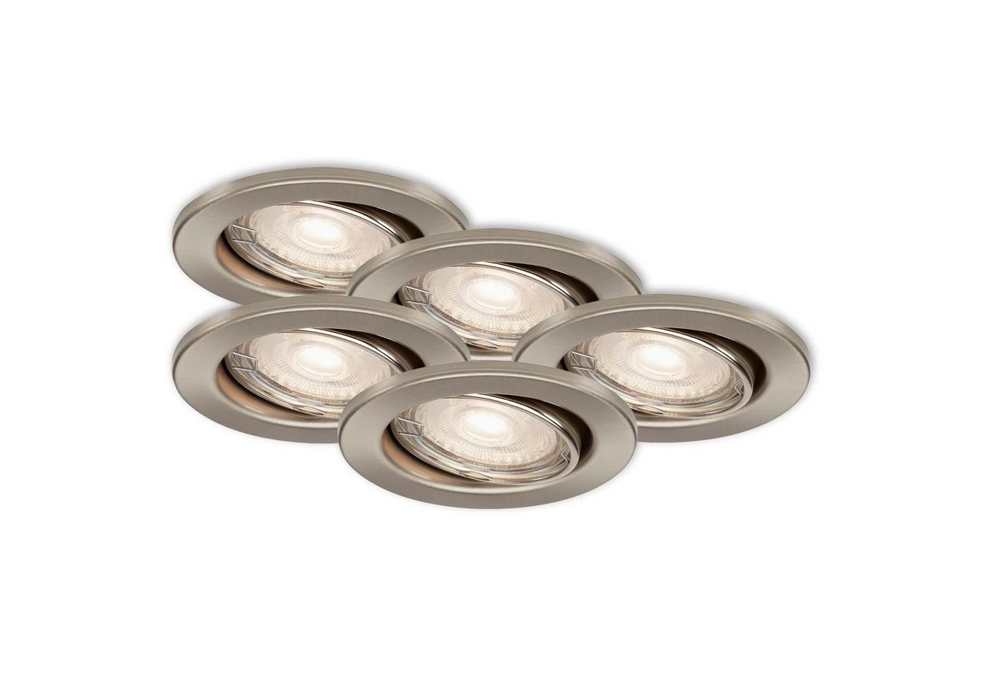 5er Set LED Einbauleuchte, Ø 8,6 cm, 5 W, Nickel