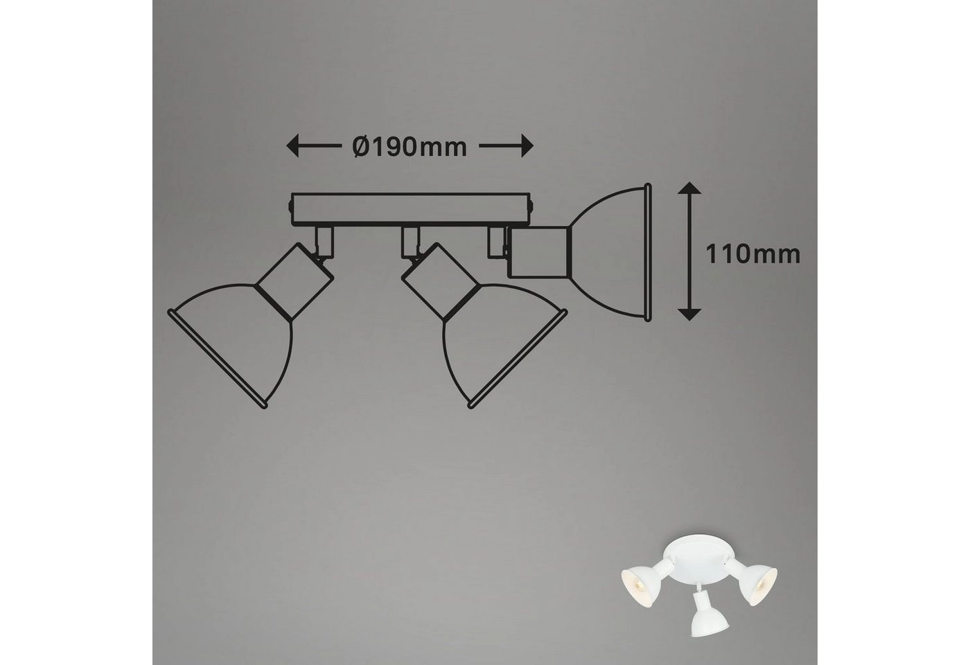 Spotleuchte, Ø19 cm, 3x E14, weiß