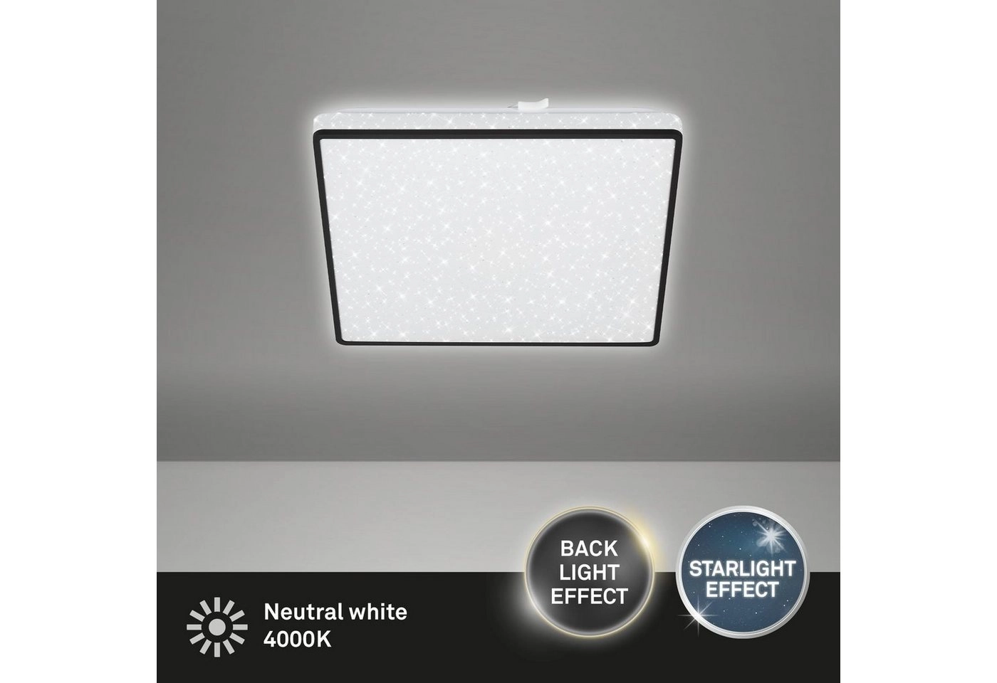 LED-Deckenleuchte, 27 cm, LED-Platine, 15 W, 1800 lm, schwarz