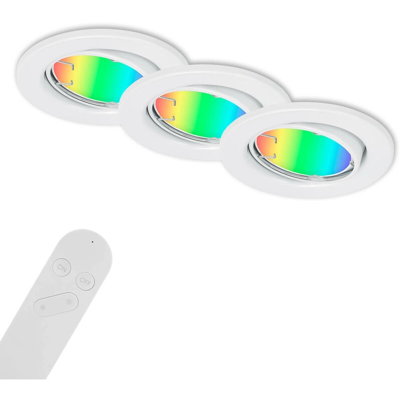 3er Set CCT RGB Einbauleuchte, Ø 8,6 cm, 4,9 W, 400 lm, Weiß