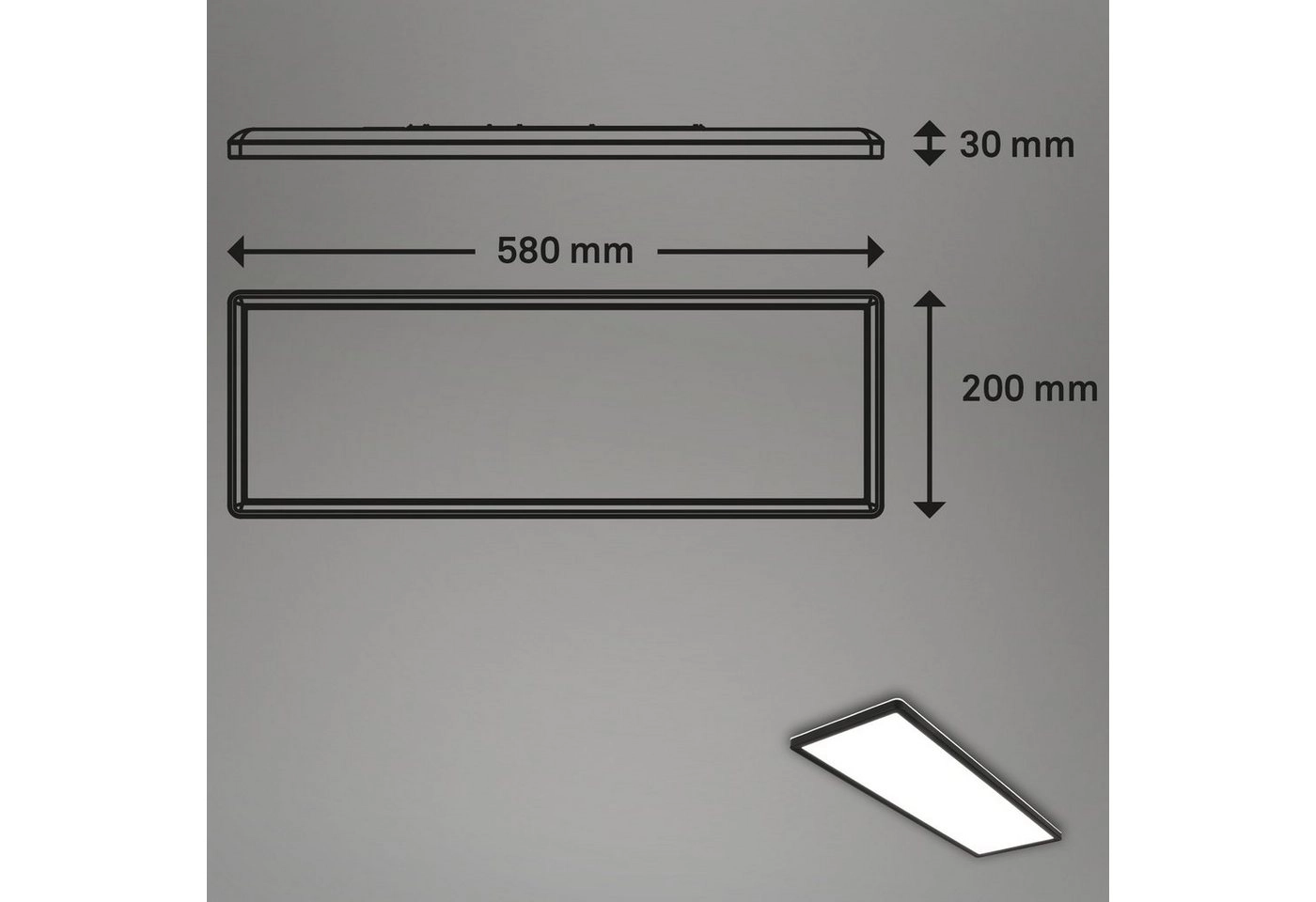 Ultraflaches LED Panel mit LED Backlight, 29,3 cm, 1x LED, 22 W, 3000 lm, schwarz