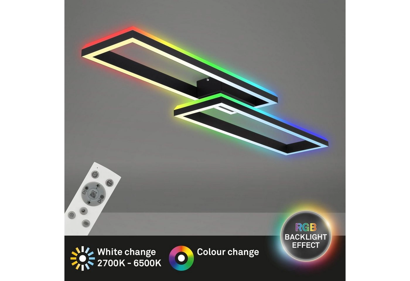 RGB CCT LED Deckenleuchte, 119,5 cm, LED-Platine, 45 W, 4400 lm, schwarz