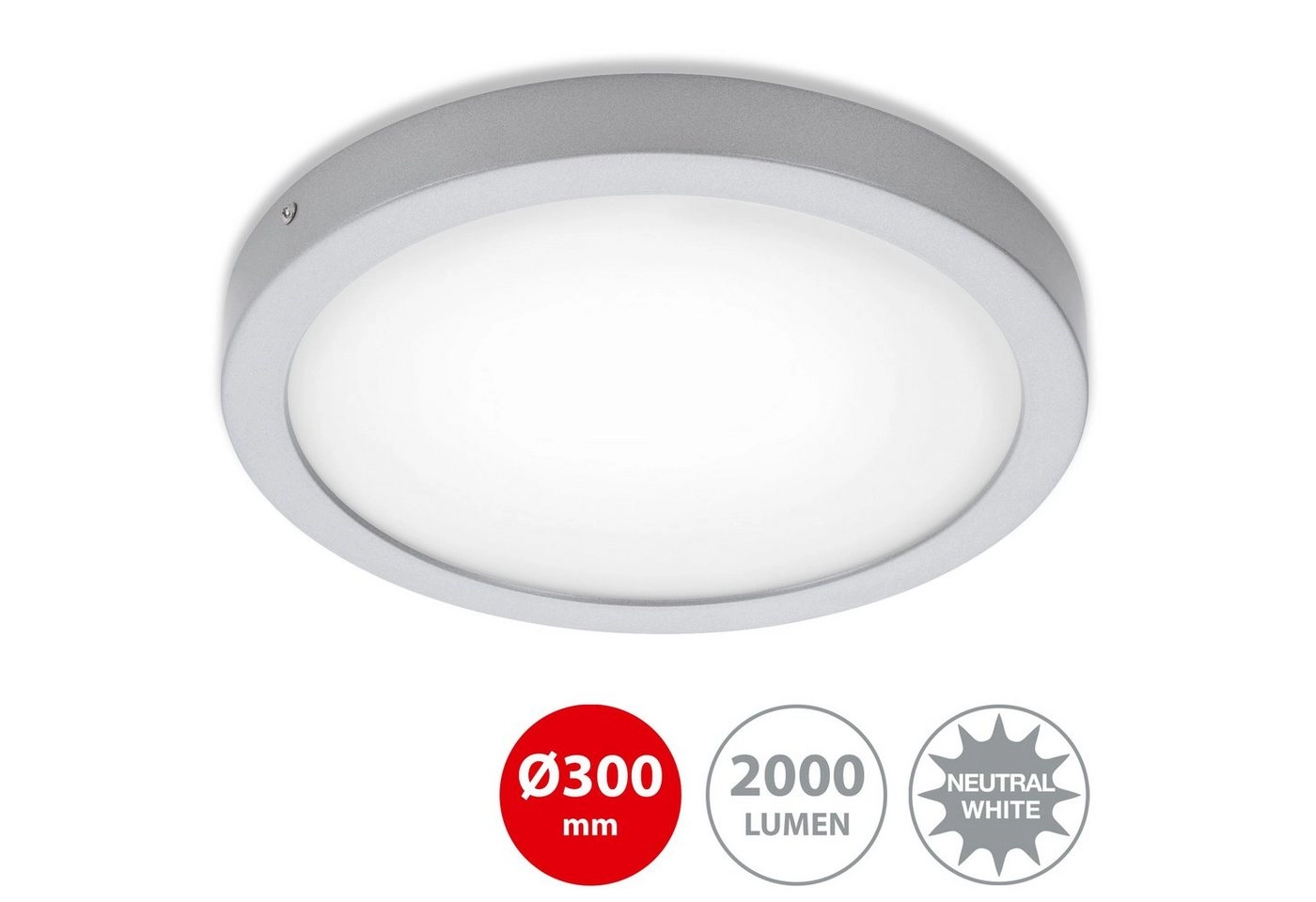 LED Deckenleuchte, Ø 30 cm, 21 W, Chrom-Matt