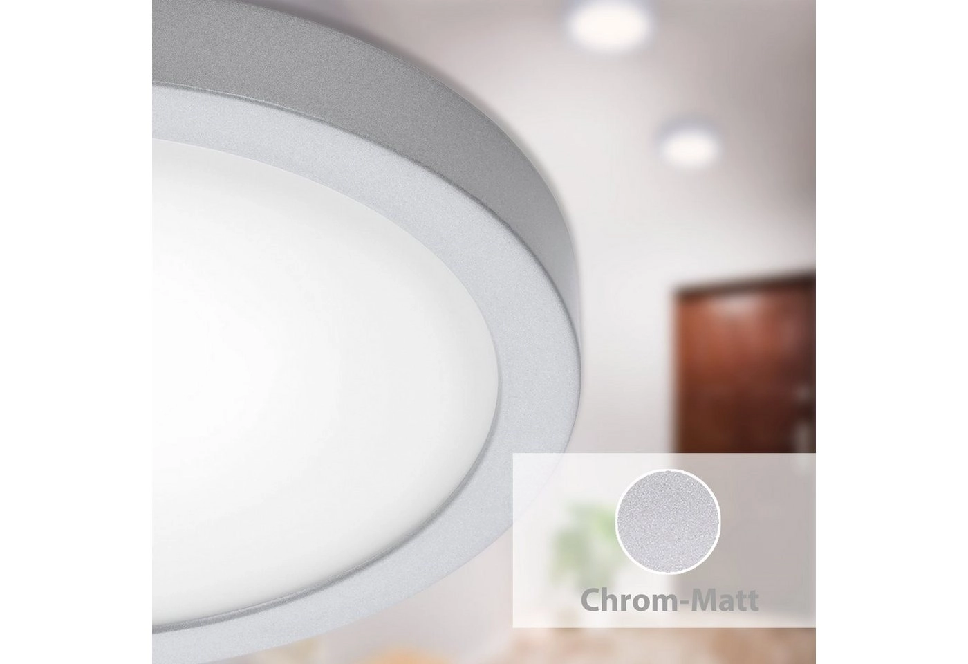 LED Deckenleuchte, Ø 30 cm, 21 W, Chrom-Matt