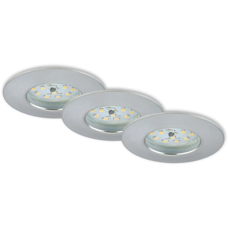 3er Set LED Einbauleuchte, Ø 7,5 cm, Alu