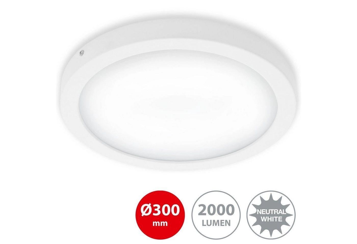 LED Deckenleuchte, Ø 30 cm, 21 W, Weiß