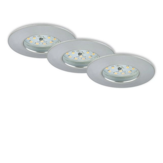 3er Set LED Einbauleuchte, Ø 7,5 cm, 5,5 W, Alu