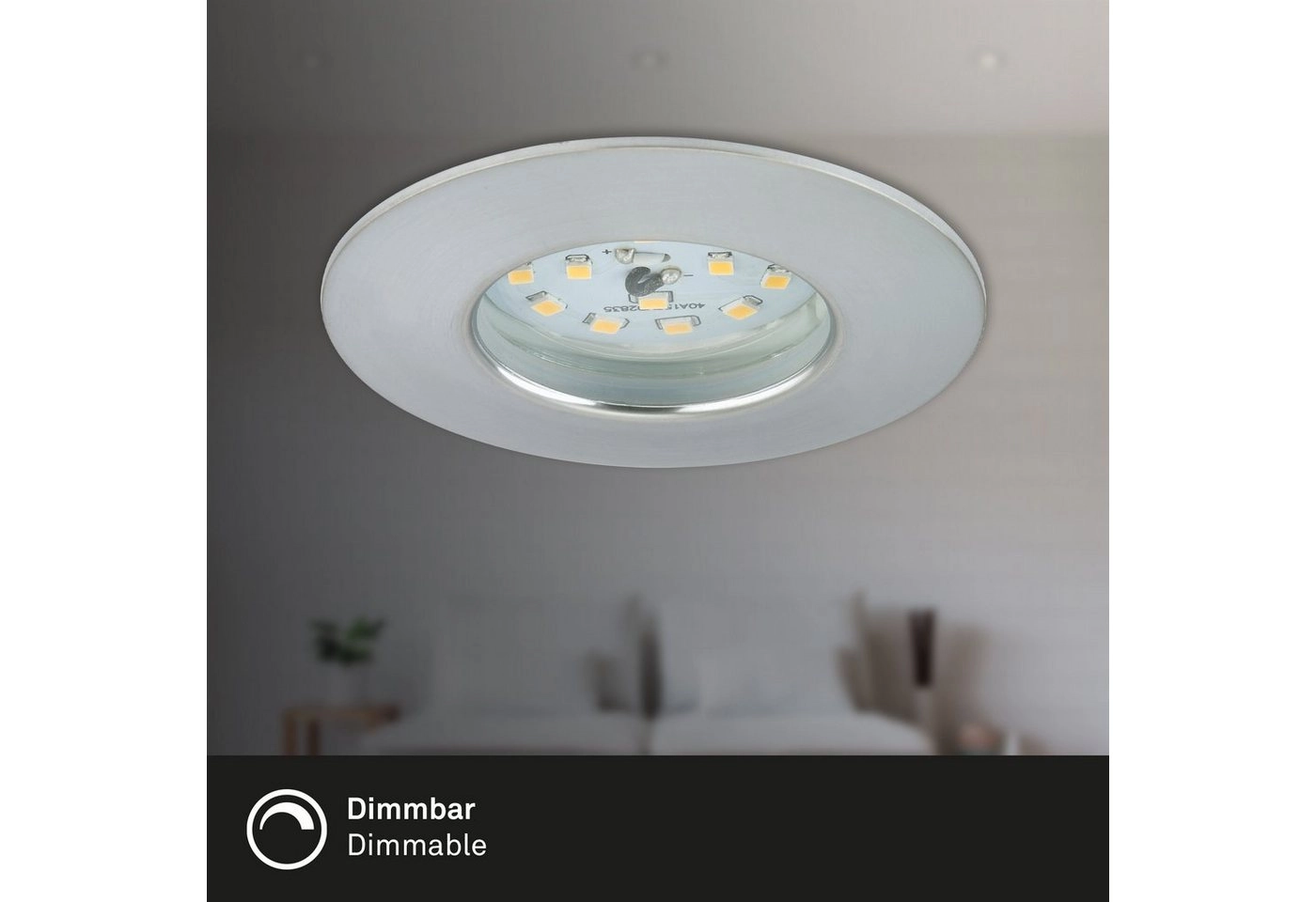 3er Set LED Einbauleuchte, Ø 7,5 cm, 5,5 W, Alu