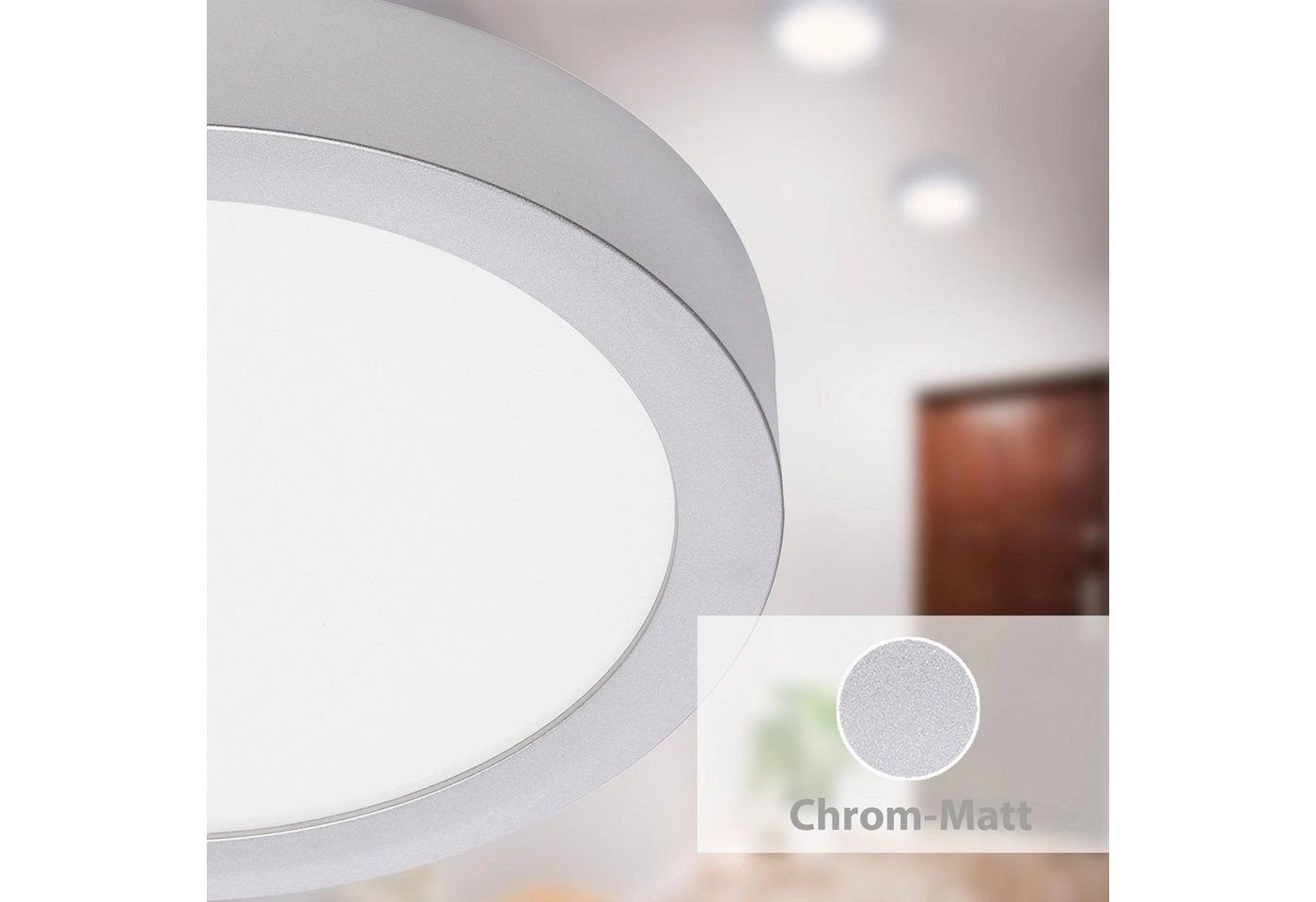 LED Deckenleuchte, Ø 22,5 cm, 16,5 W, Chrom-Matt