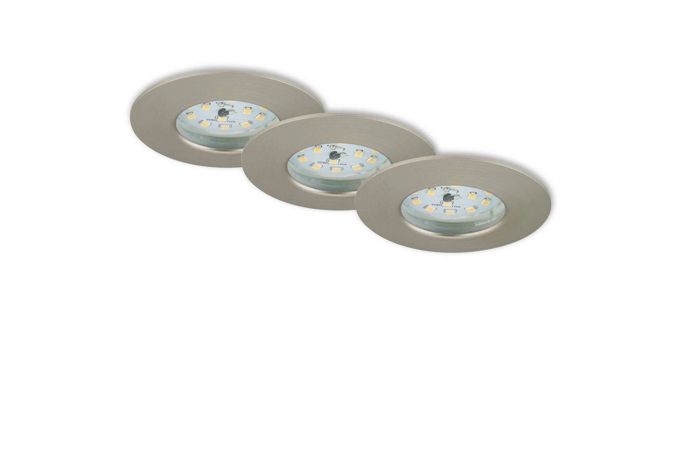 3er Set LED Einbauleuchte, Ø 7,5 cm, 5,5 W, Matt-Nickel