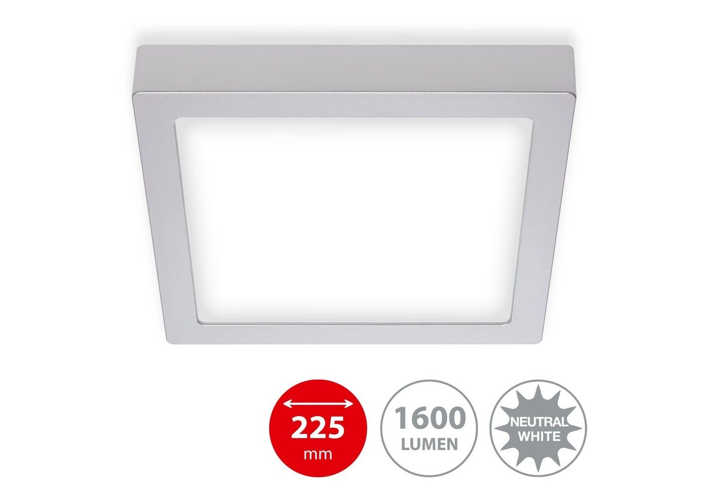 LED Deckenleuchte, 22,5 cm, 16,5 W, Chrom-Matt