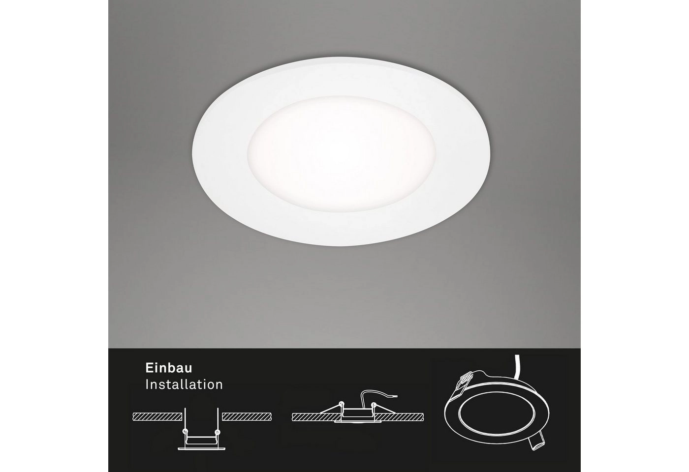 3er Set LED Einbauleuchten, Ø 8,6 cm, 3 W, Weiß