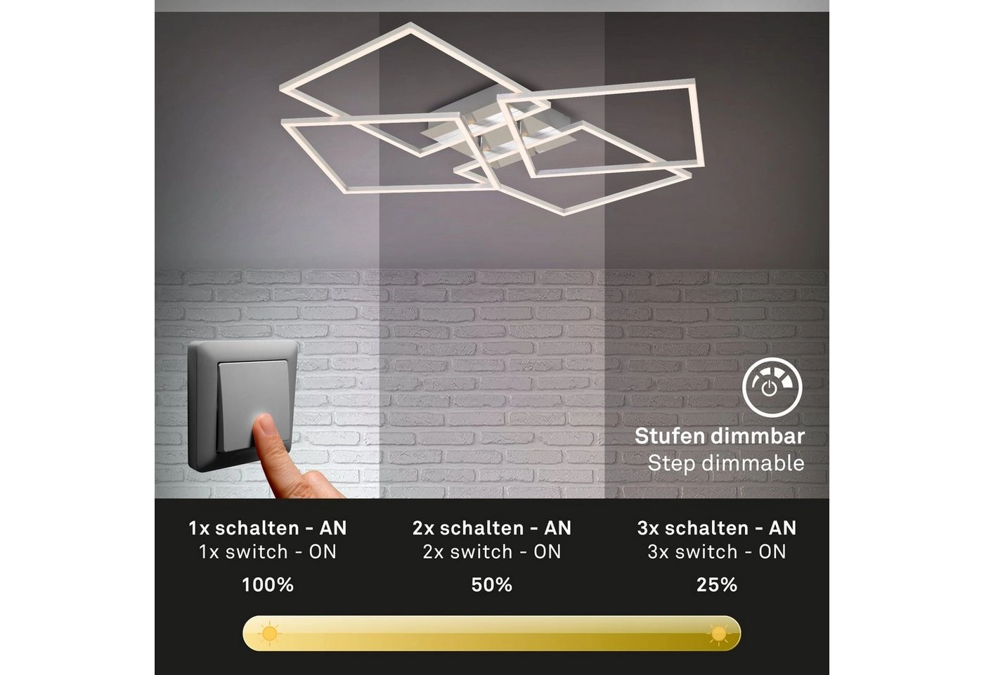 LED Wand- und Deckenleuchte, 72,4 cm, 57 W, Alu-Chrom