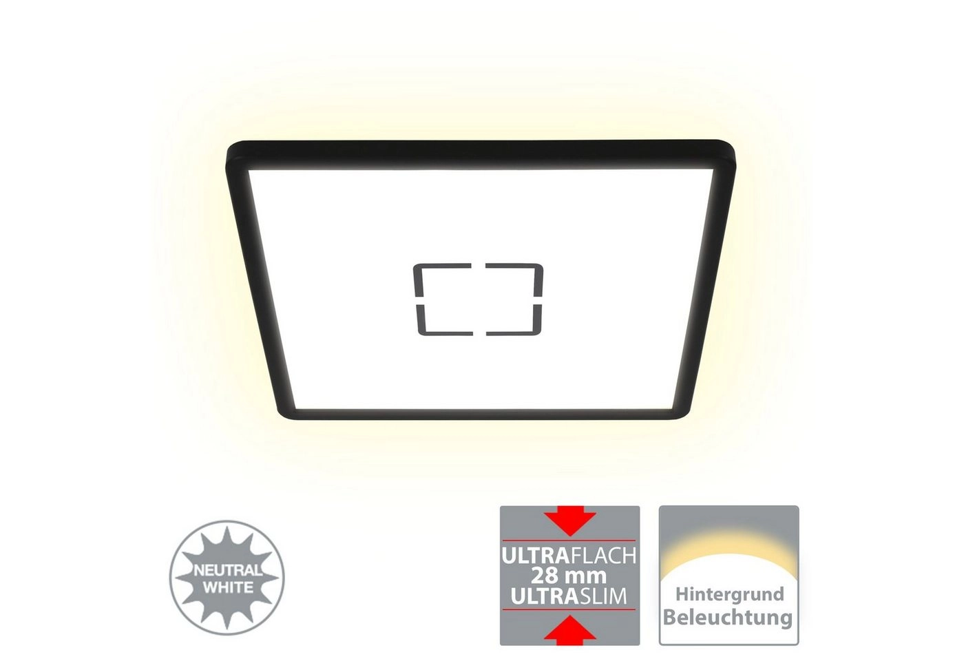 Slim LED Panel, 29,3 cm, 2400 LUMEN, 18 WATT, Schwarz