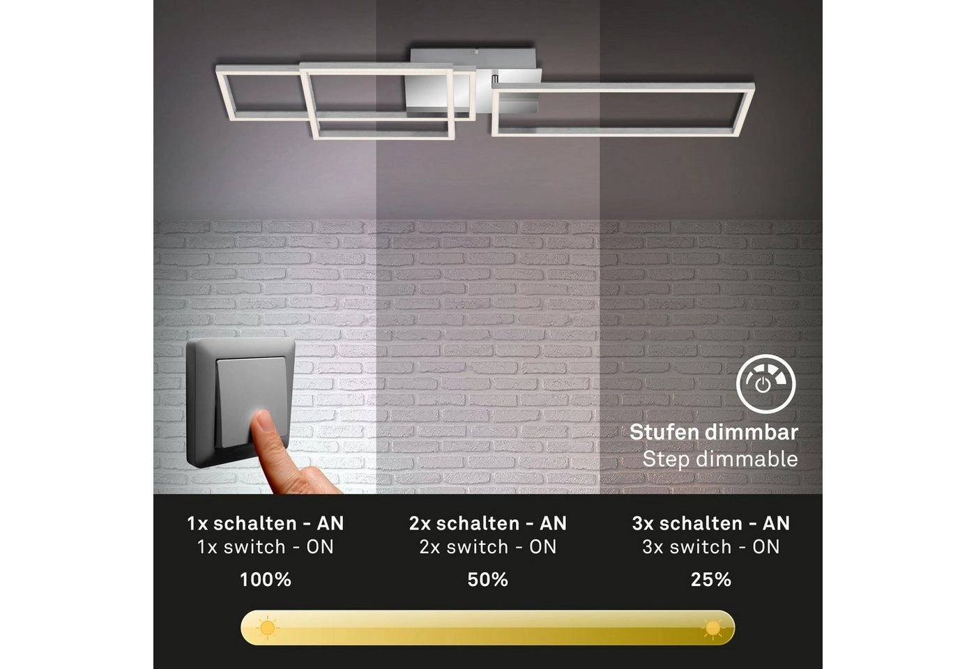 LED Deckenleuchte, 92,8 cm, 43,8 W, Alu-Chrom