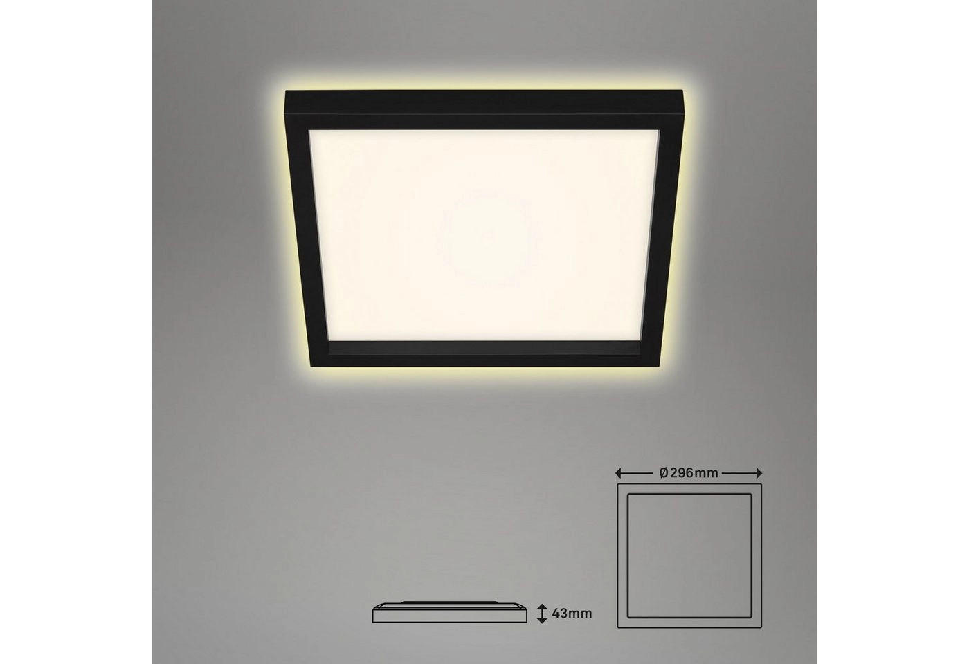 LED Deckenleuchte, 29,6 cm, 18 W, Schwarz