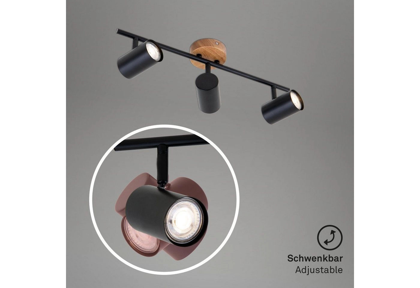 LED Spot Deckenleuchte, 47,3 cm, max. 35 W, Schwarz