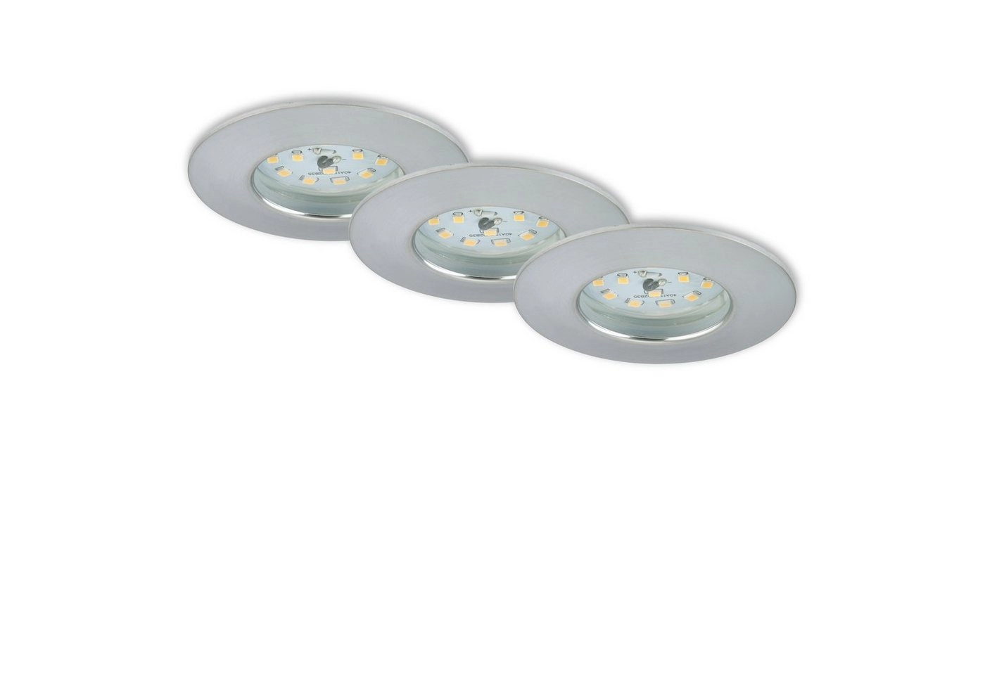 3er Set LED Einbauleuchte, Ø 7,5 cm, 6,5 W, Alu