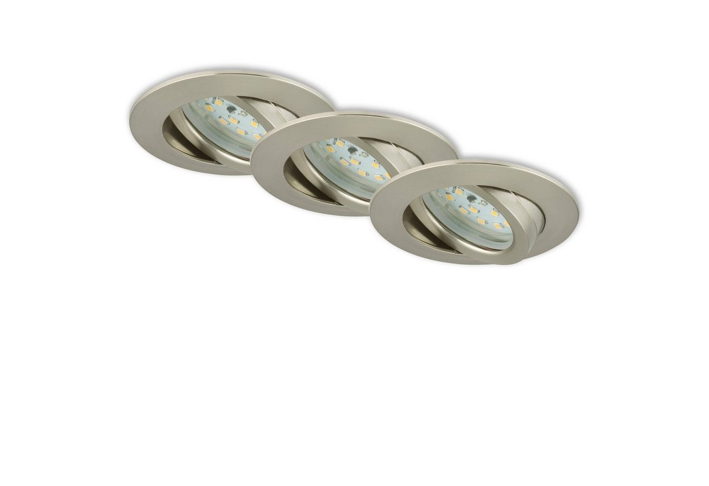 3er Set LED Einbauleuchte, Ø 8,2 cm, 6,5 W, Matt-Nickel