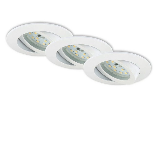 3er Set LED Einbauleuchte, Ø 8,2 cm, 6,5 W, Weiß