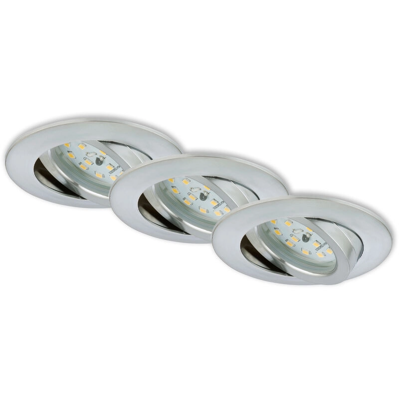 3er Set LED Einbauleuchte, Ø 8,2 cm, 6,5 W, Alu