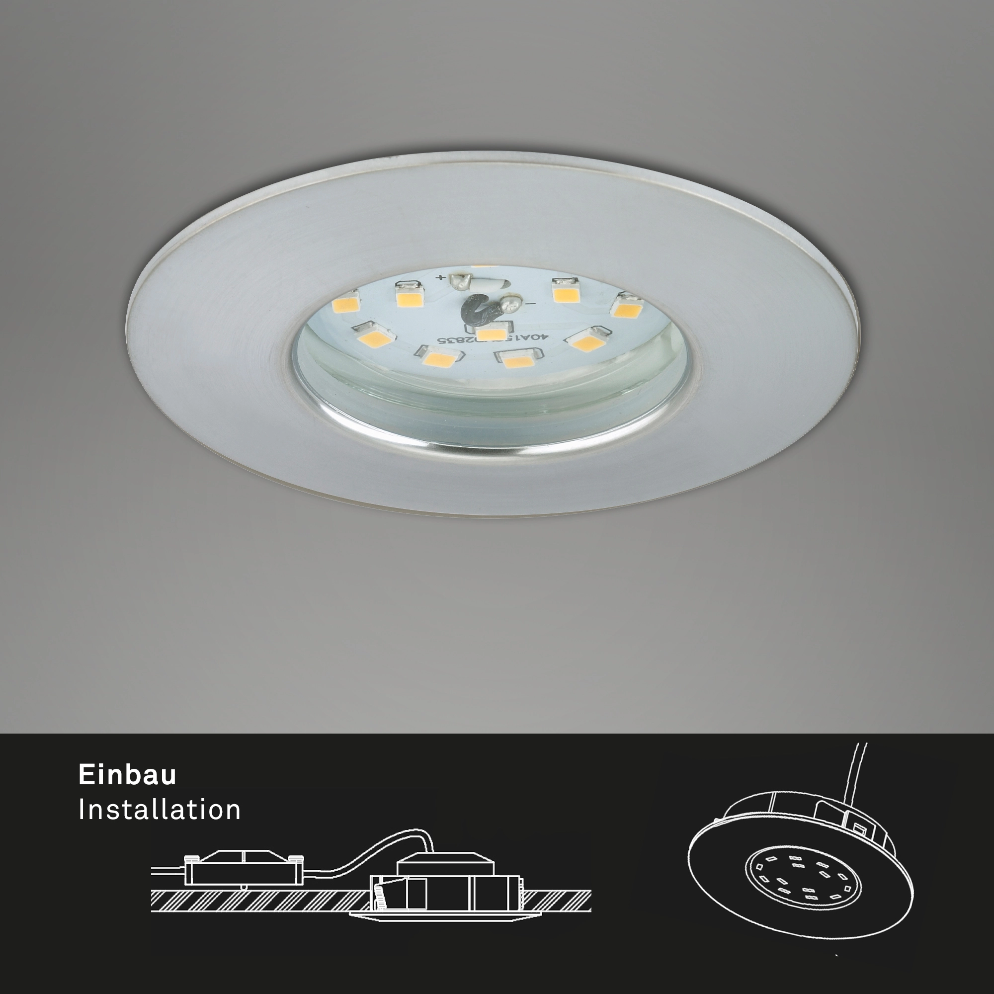 LED Einbauleuchte, Ø 7,5 cm, Alu