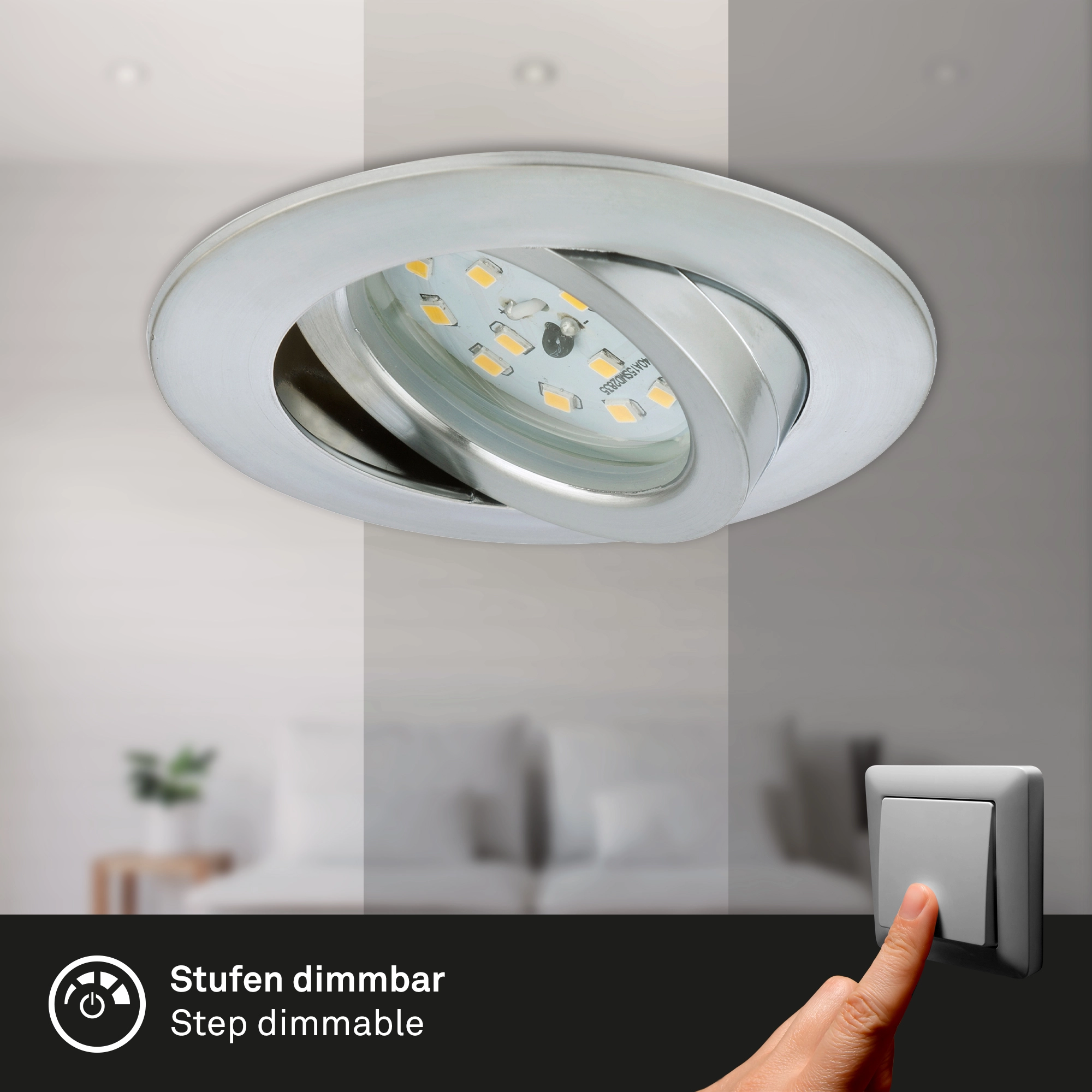 LED Einbauleuchte, Ø 8,2 cm, 6,5 W, Alu