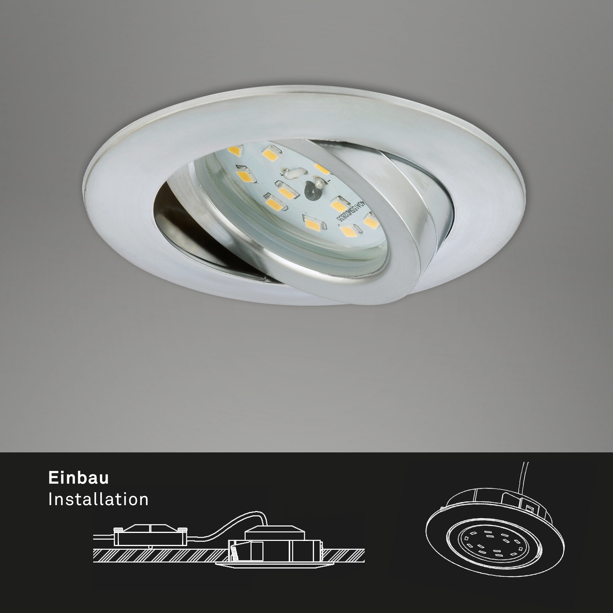 LED Einbauleuchte, Ø 8,2 cm, 6,5 W, Alu