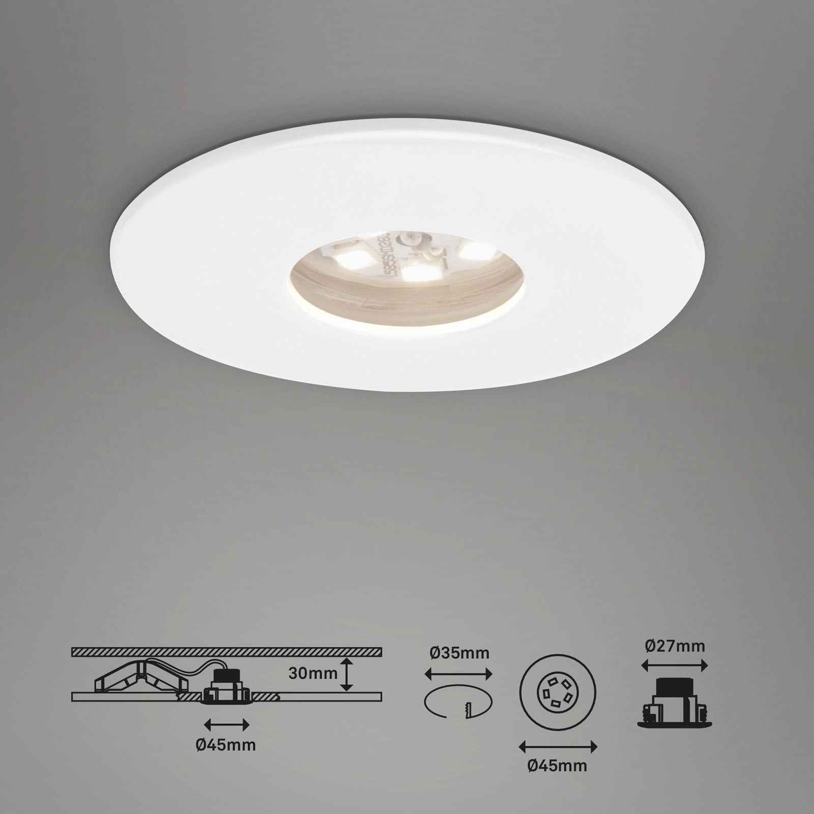 3er Set LED Einbauleuchte, Ø 4,5 , 1,8 W, Weiß