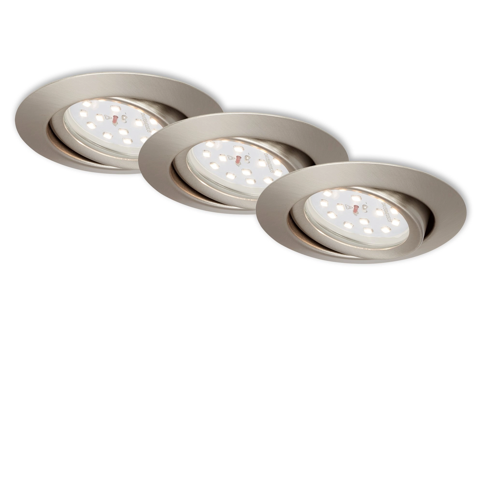 3er Set LED Einbauleuchte, Ø 8,2 cm, 3,5 W, Matt-Nickel