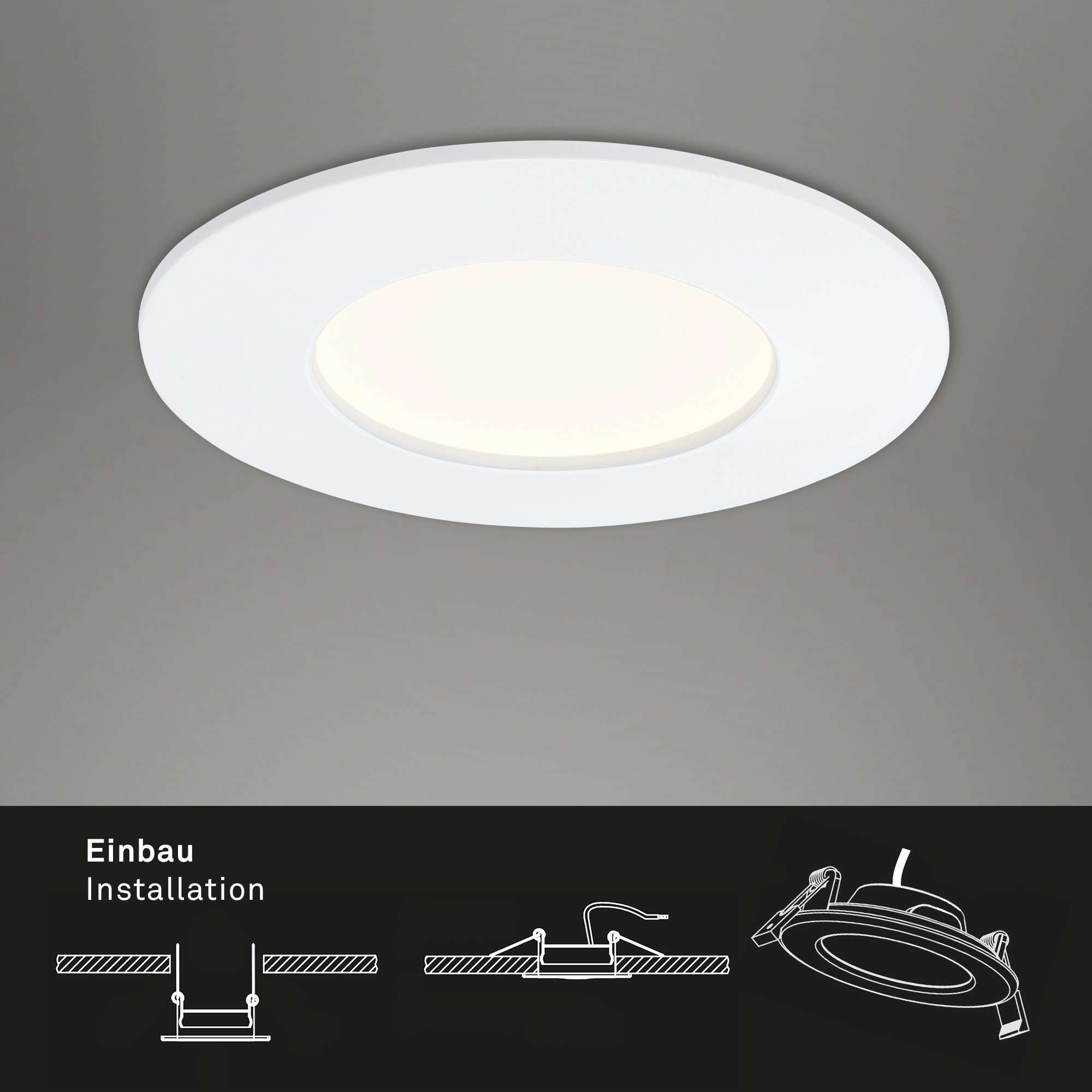 LED Einbauleuchte, Ø 8,5 cm, 6 W, Weiß